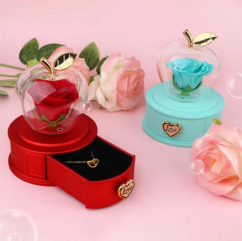 Caixa Maça com Rosa Eterna