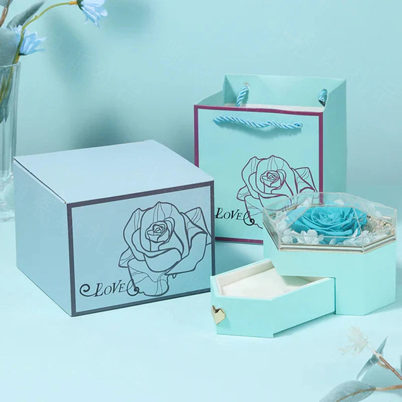 Caixa Coração com Rosa Eterna (Somente Caixa)
