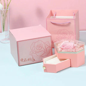 Caixa Coração com Rosa Eterna (Somente Caixa)